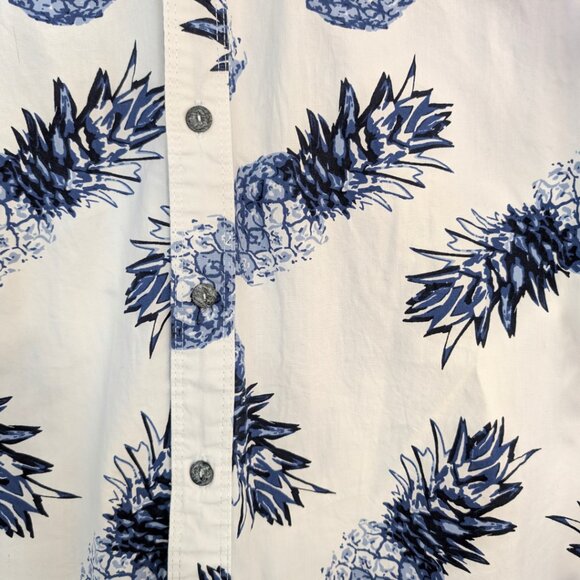 Pineapple short sleeve button down shirt blue size medium - Picture 3 of 15
